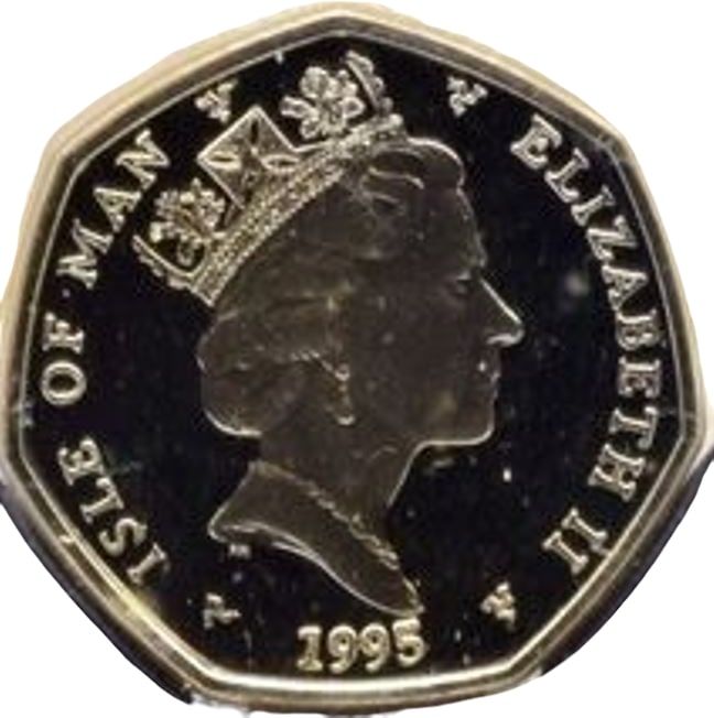Isle of Man 50 Pence - Elizabeth II Christmas 1995; Silver Proof obverse