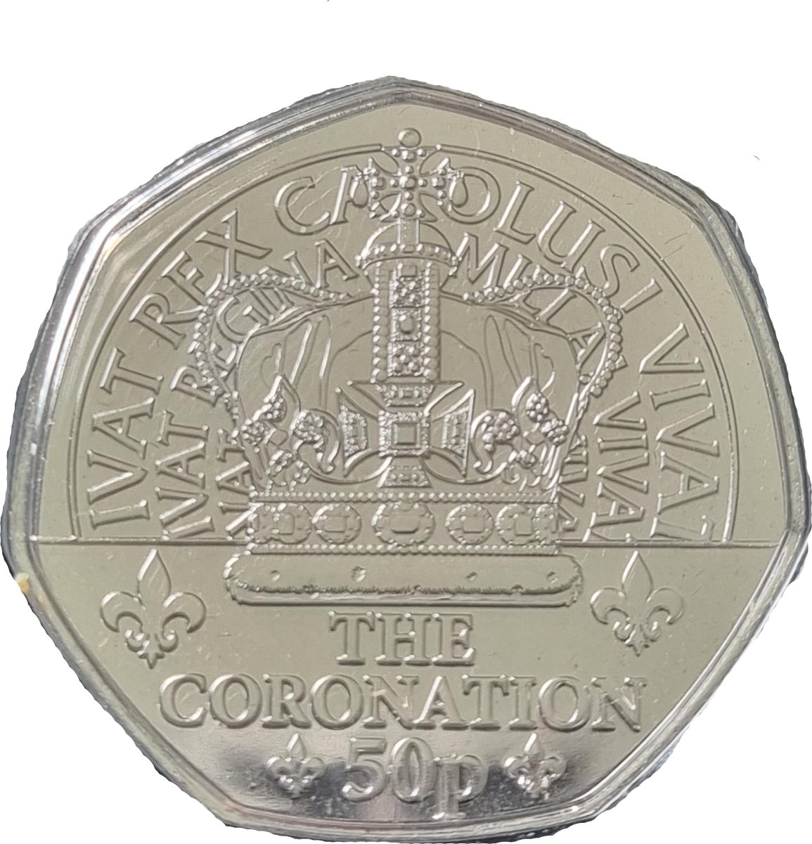 Isle of Man 50 Pence - Charles III King's First Year - Coronation reverse