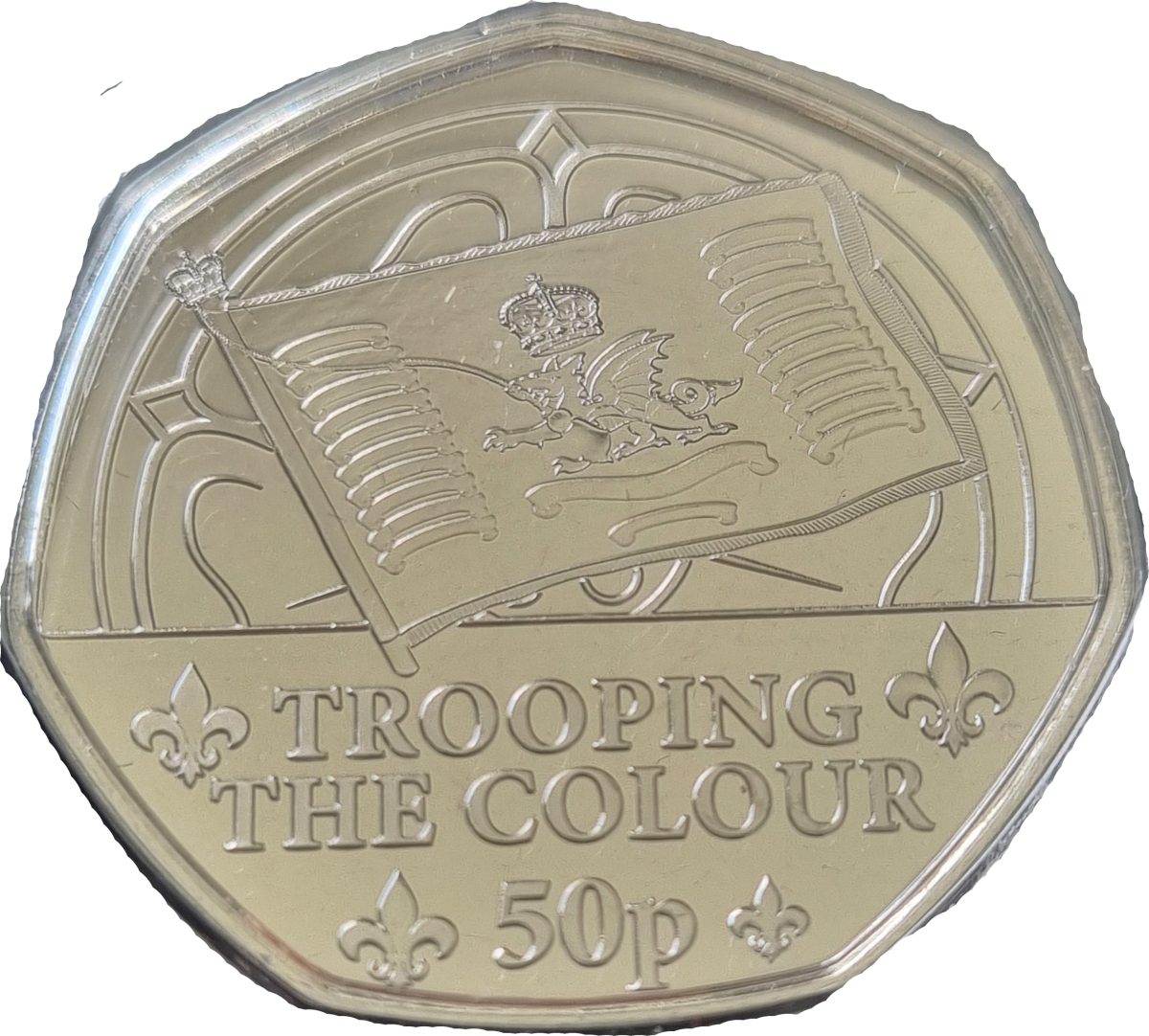 Isle of Man 50 Pence - Charles III King's First Year - Trooping the Colour reverse