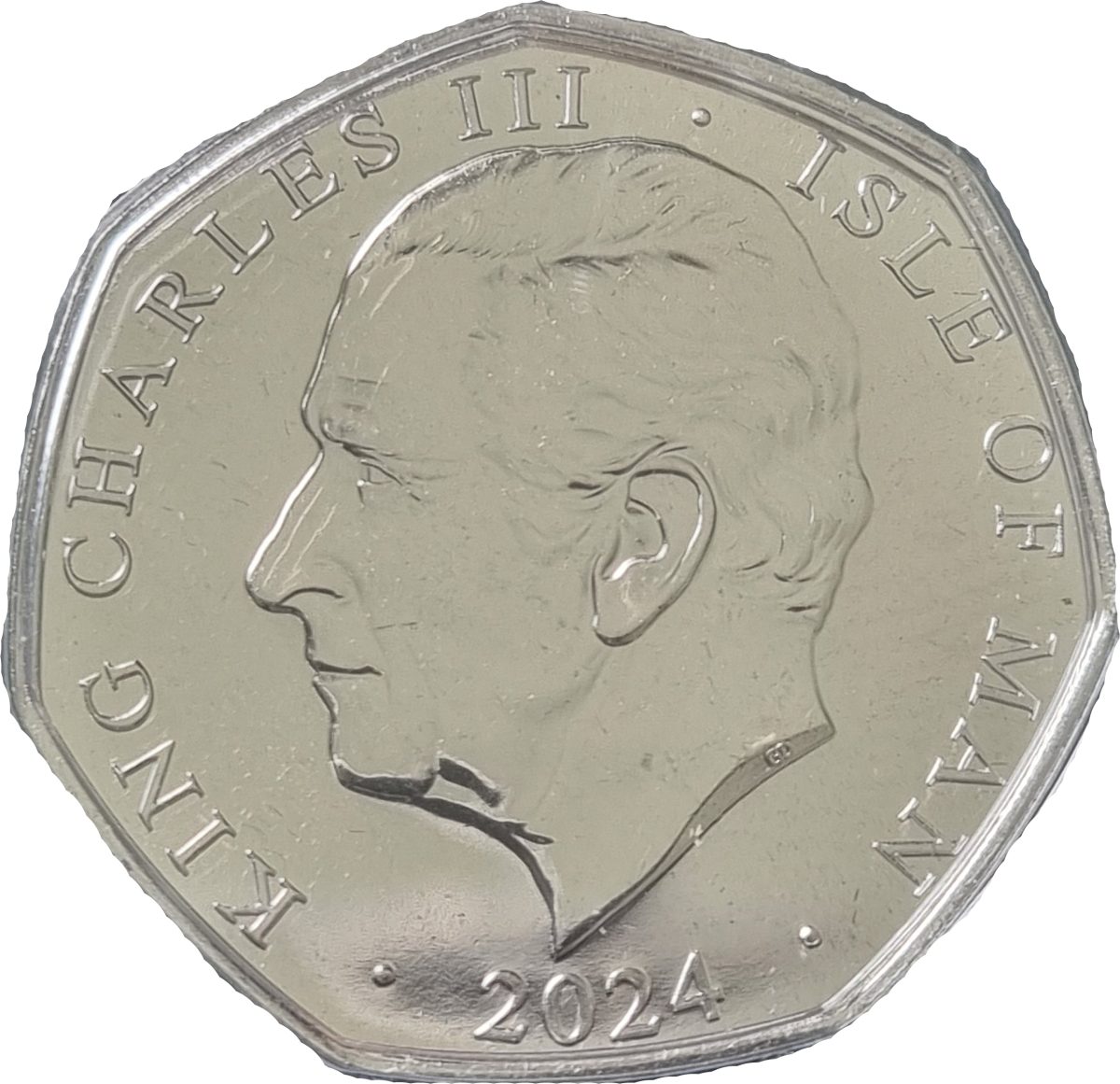 Isle of Man 50 Pence - Charles III King's First Year - Garter Service obverse