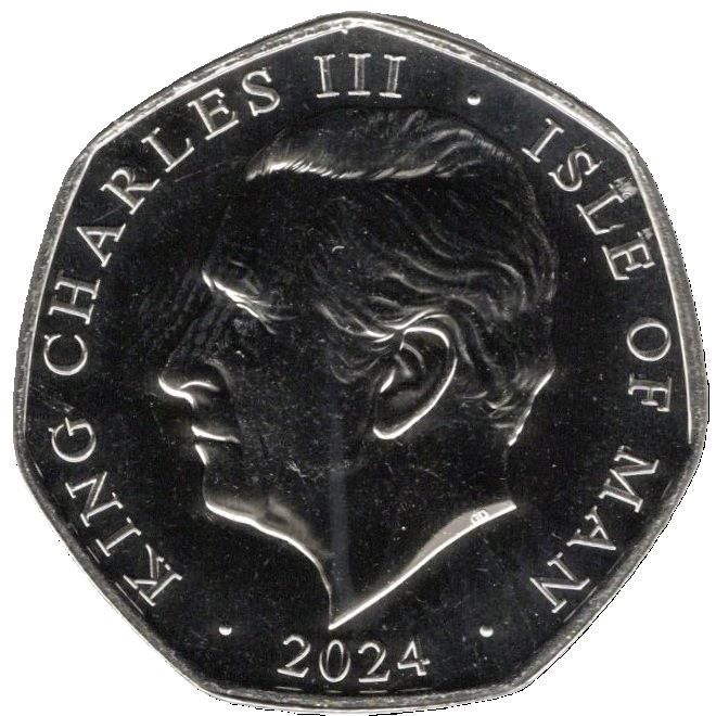 Isle of Man 50 Pence - Charles III King's First Year - Royal Maundy Service obverse