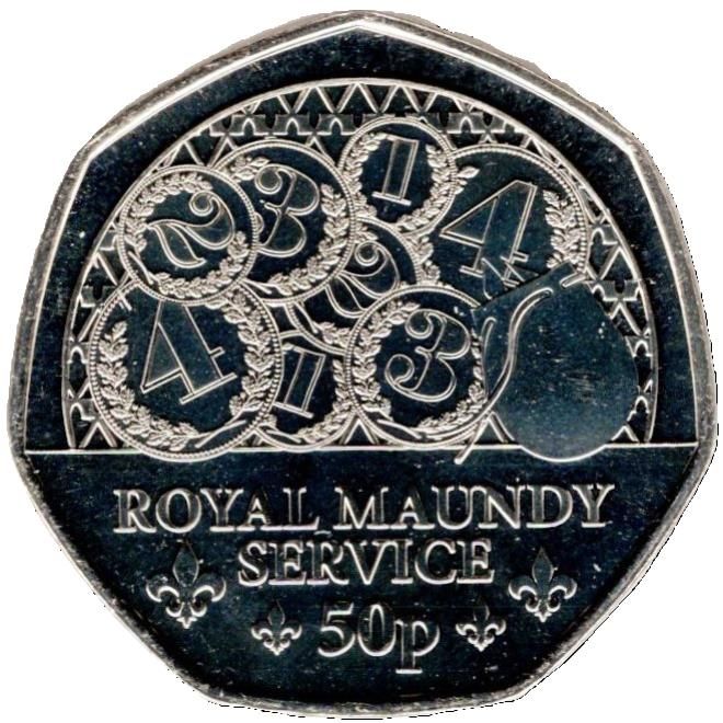 Isle of Man 50 Pence - Charles III King's First Year - Royal Maundy Service reverse