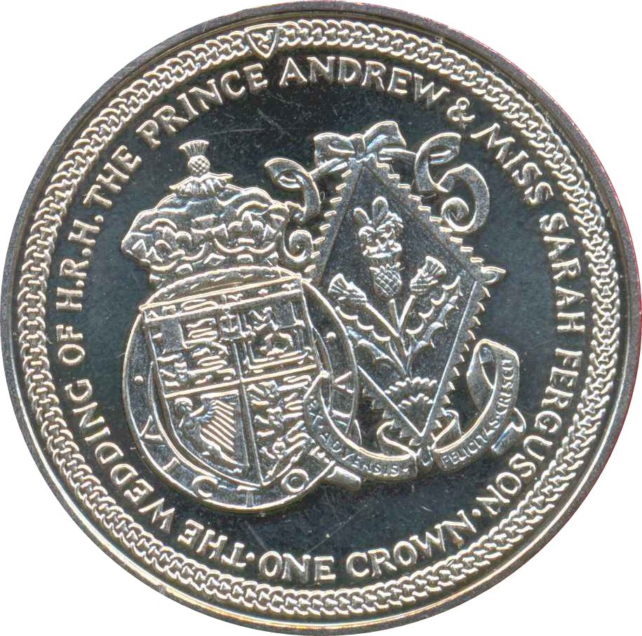 Isle of Man 1 Crown - Elizabeth II Wedding of Prince Andrew