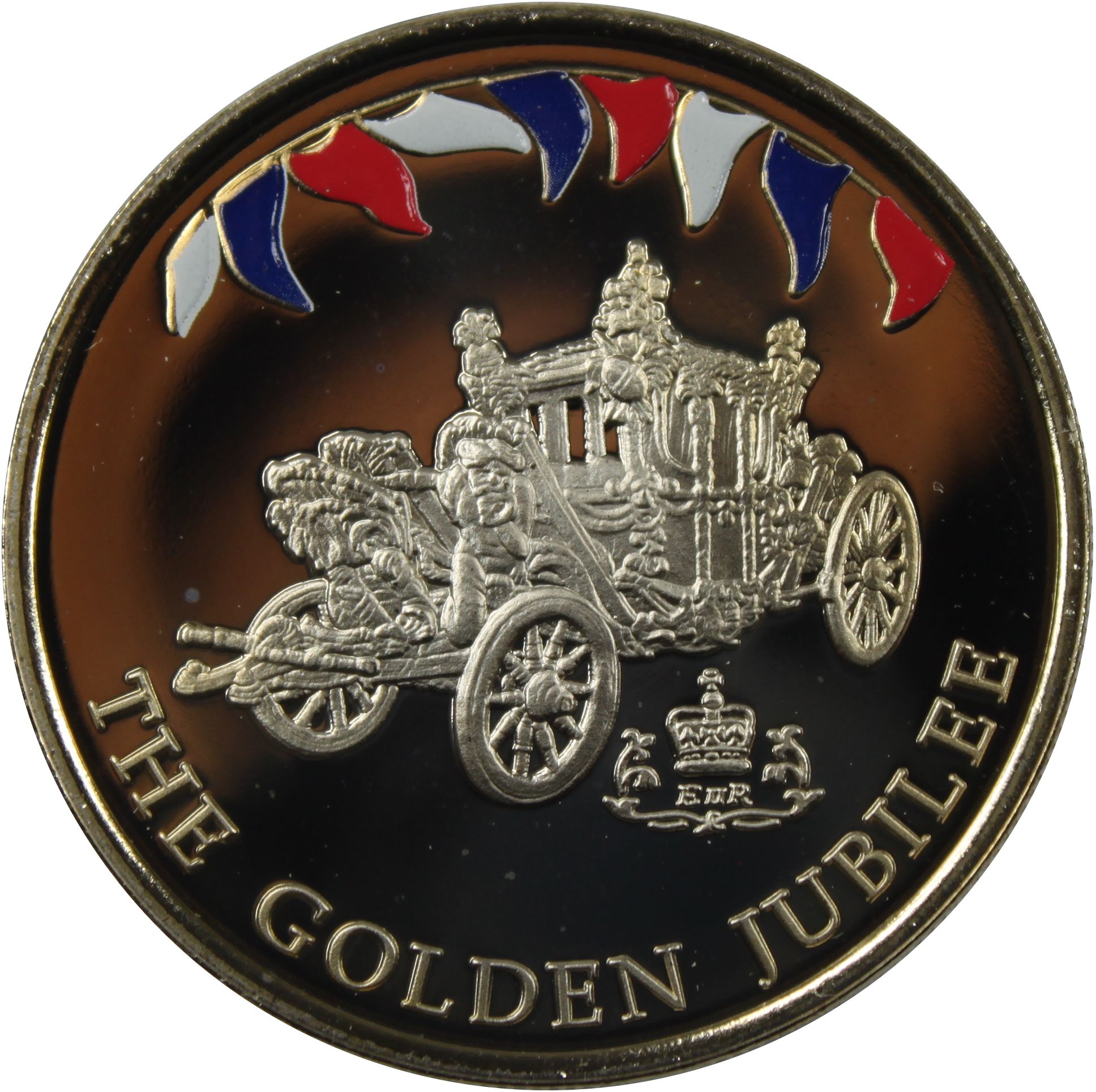 Falkland Islands 50 Pence - Elizabeth II Coronation coach; colored