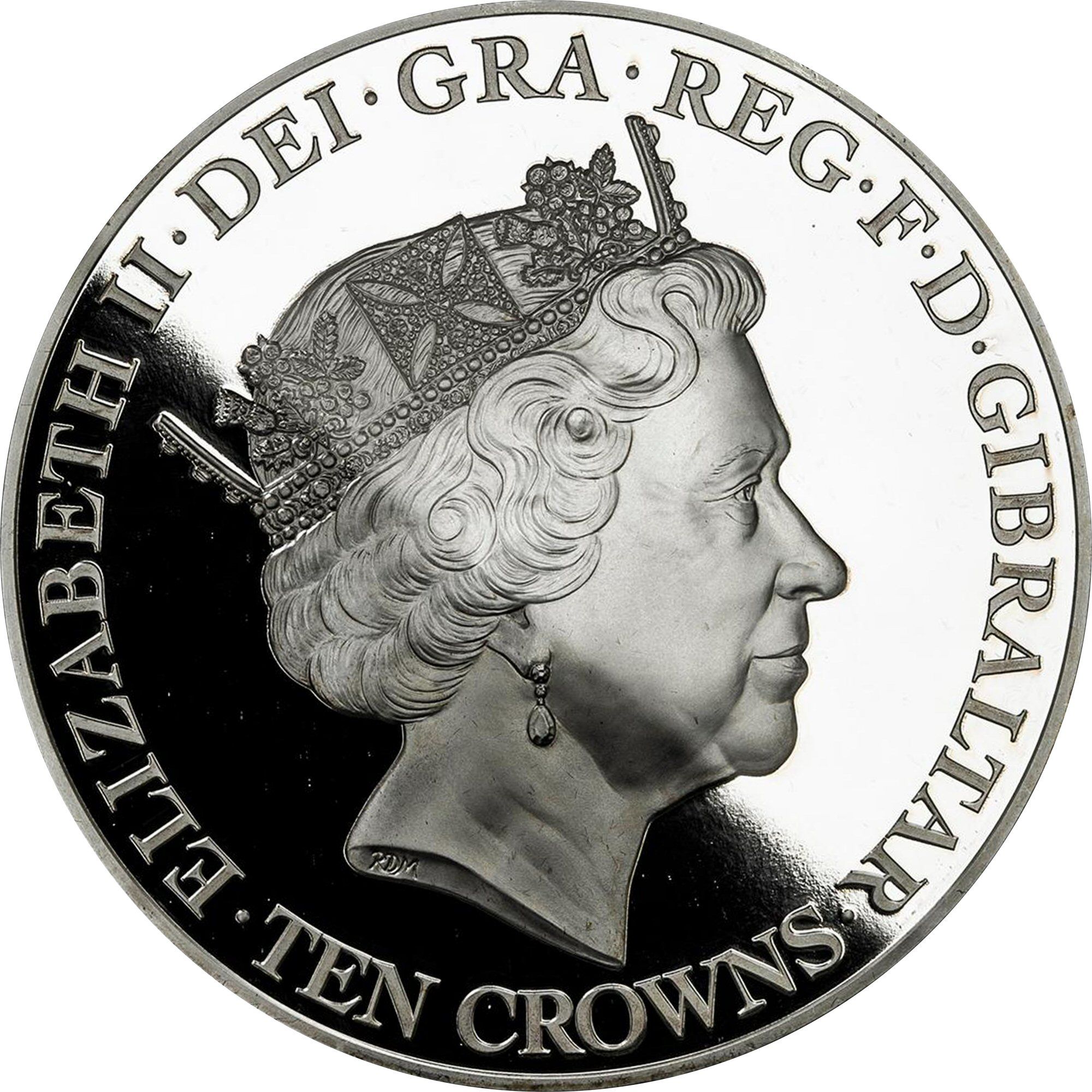 Gibraltar 10 Crowns - Elizabeth II 90th Birthday; Silver plated obverse