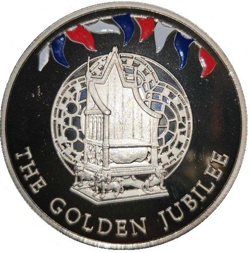 Falkland Islands 50 Pence - Elizabeth II Throne; colored