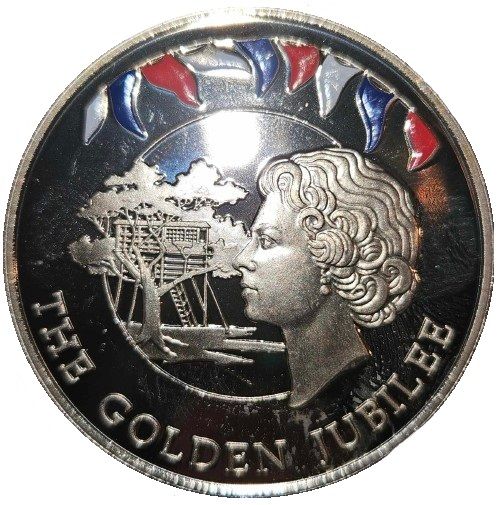 Falkland Islands 50 Pence - Elizabeth II Tree house; colored reverse