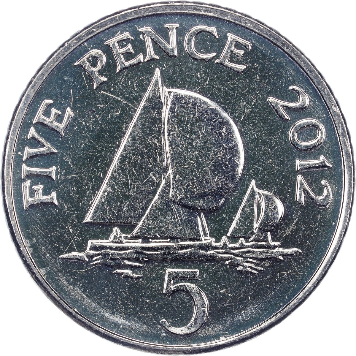 Guernsey 5 Pence - Elizabeth II 4th portrait; magnetic