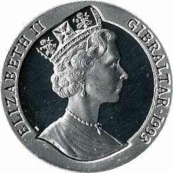 Gibraltar ½ Crown - Elizabeth II H.M.S. Hood obverse