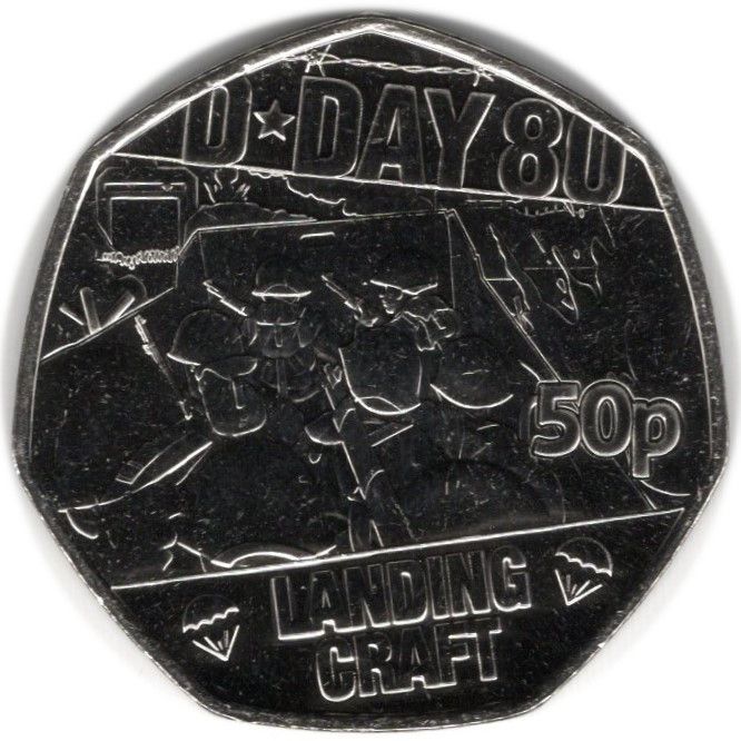Jersey 50 Pence - Charles III D-Day - Landing Craft