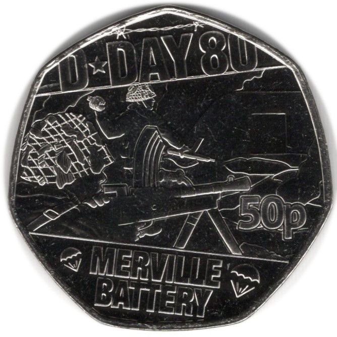 Jersey 50 Pence - Charles III D-Day - Merville Battery