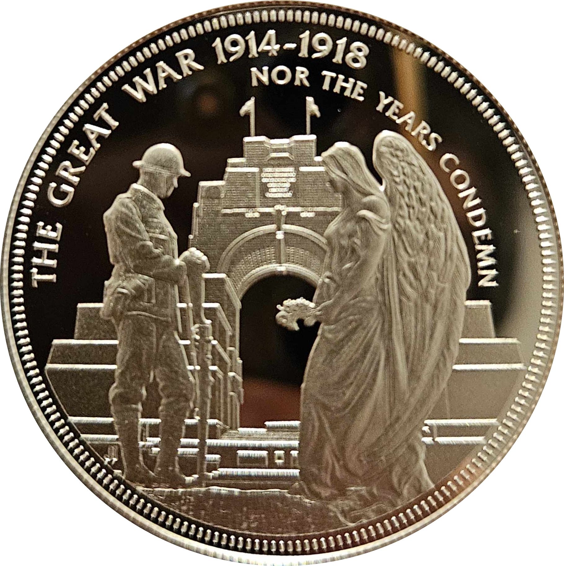 Tristan da Cunha 1 Crown - Elizabeth II WWI Centenary, Nor the years condemn reverse