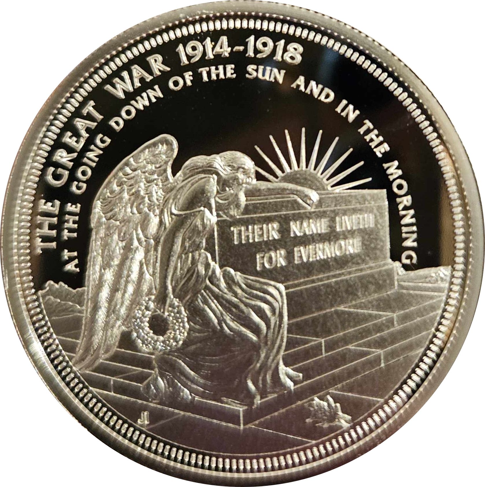 Tristan da Cunha 1 Crown - Elizabeth II WWI Centenary, At the going down of the sun and in the morning reverse