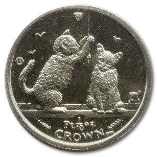 Isle of Man ⅒ Crown - Elizabeth II Somali Cat; Platinum