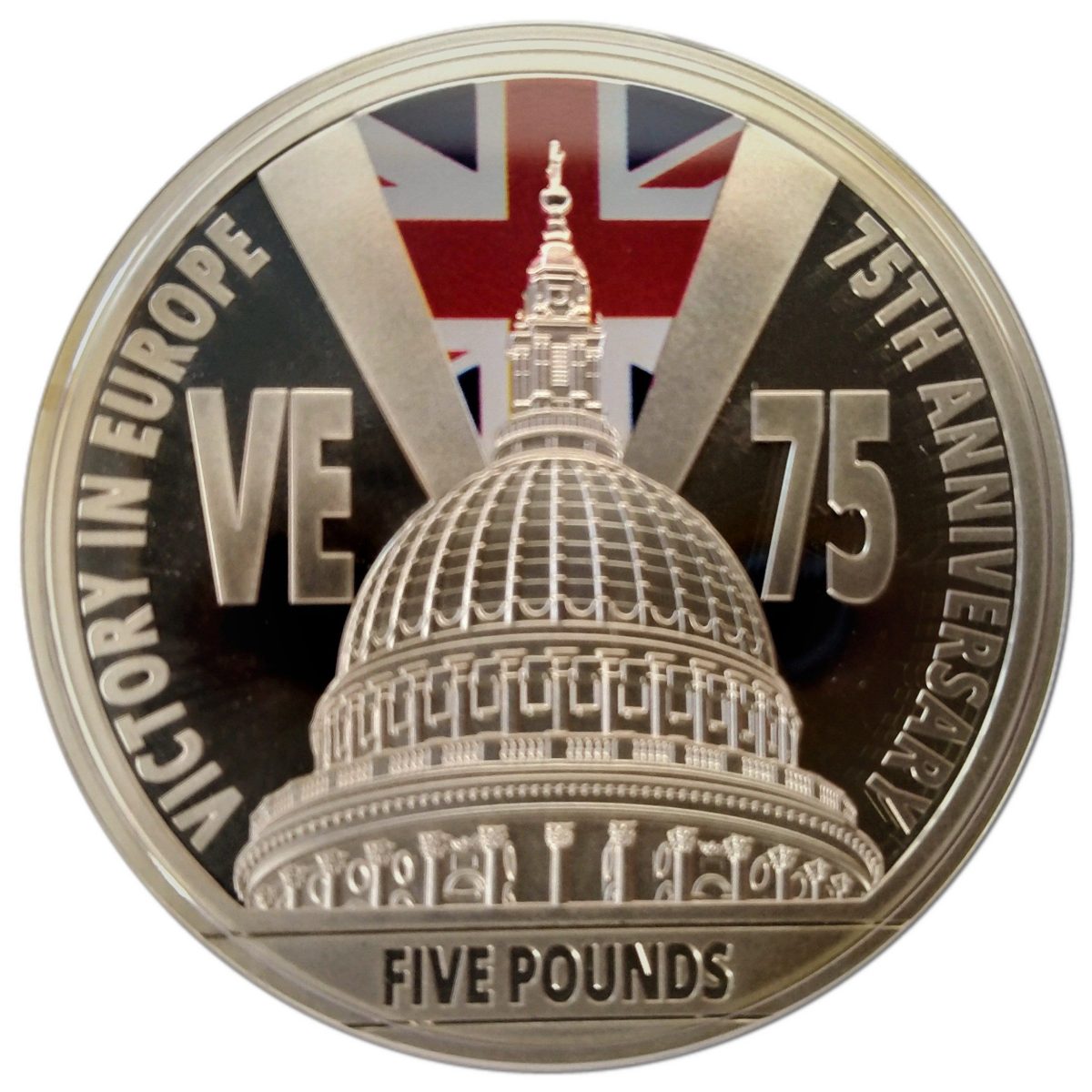 Jersey 5 Pounds - Elizabeth II Victory in Europe; Silver Proof