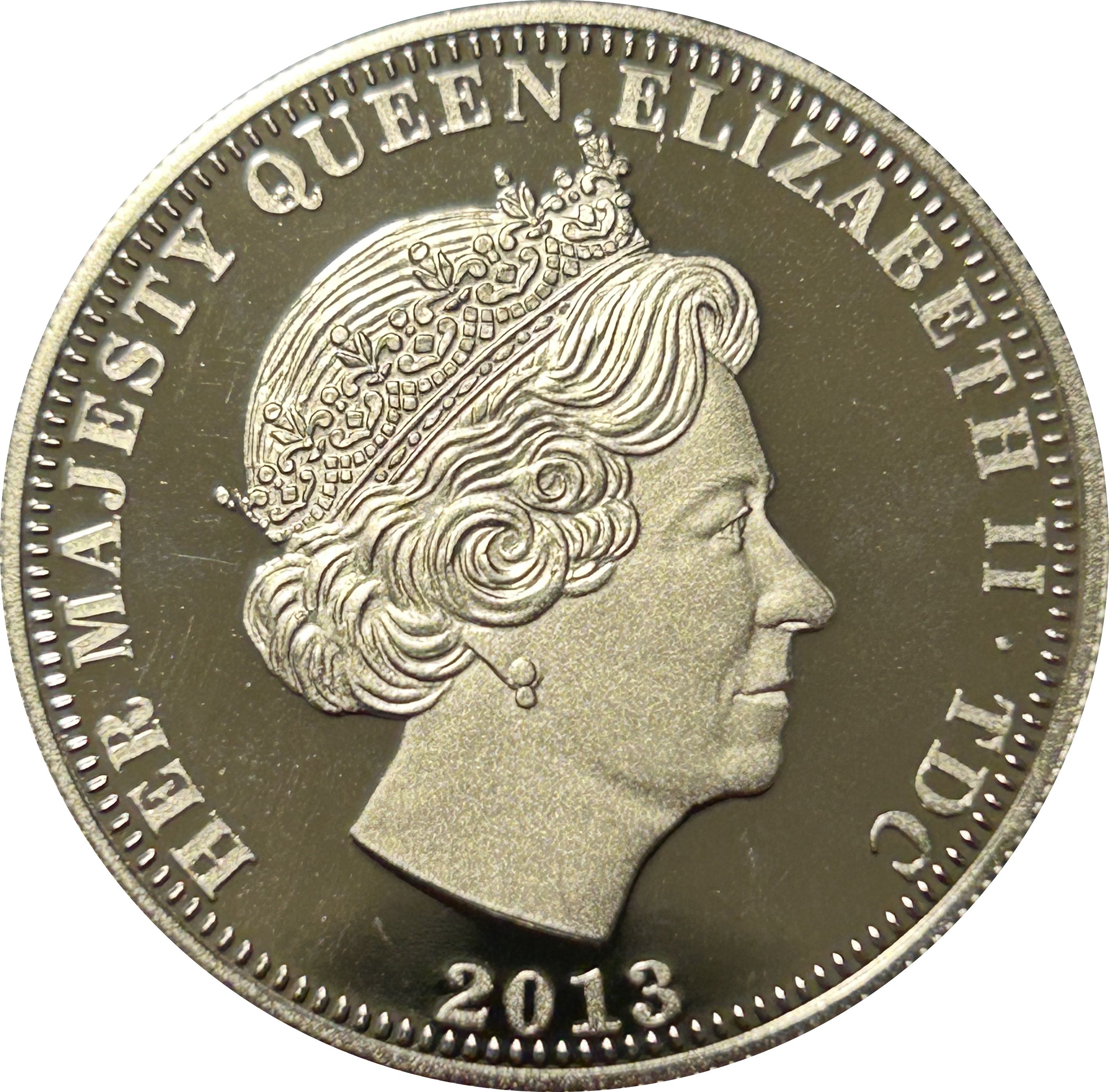 Tristan da Cunha 1 Crown - Elizabeth II Birth of Prince George, Silver plated copper-nickel obverse