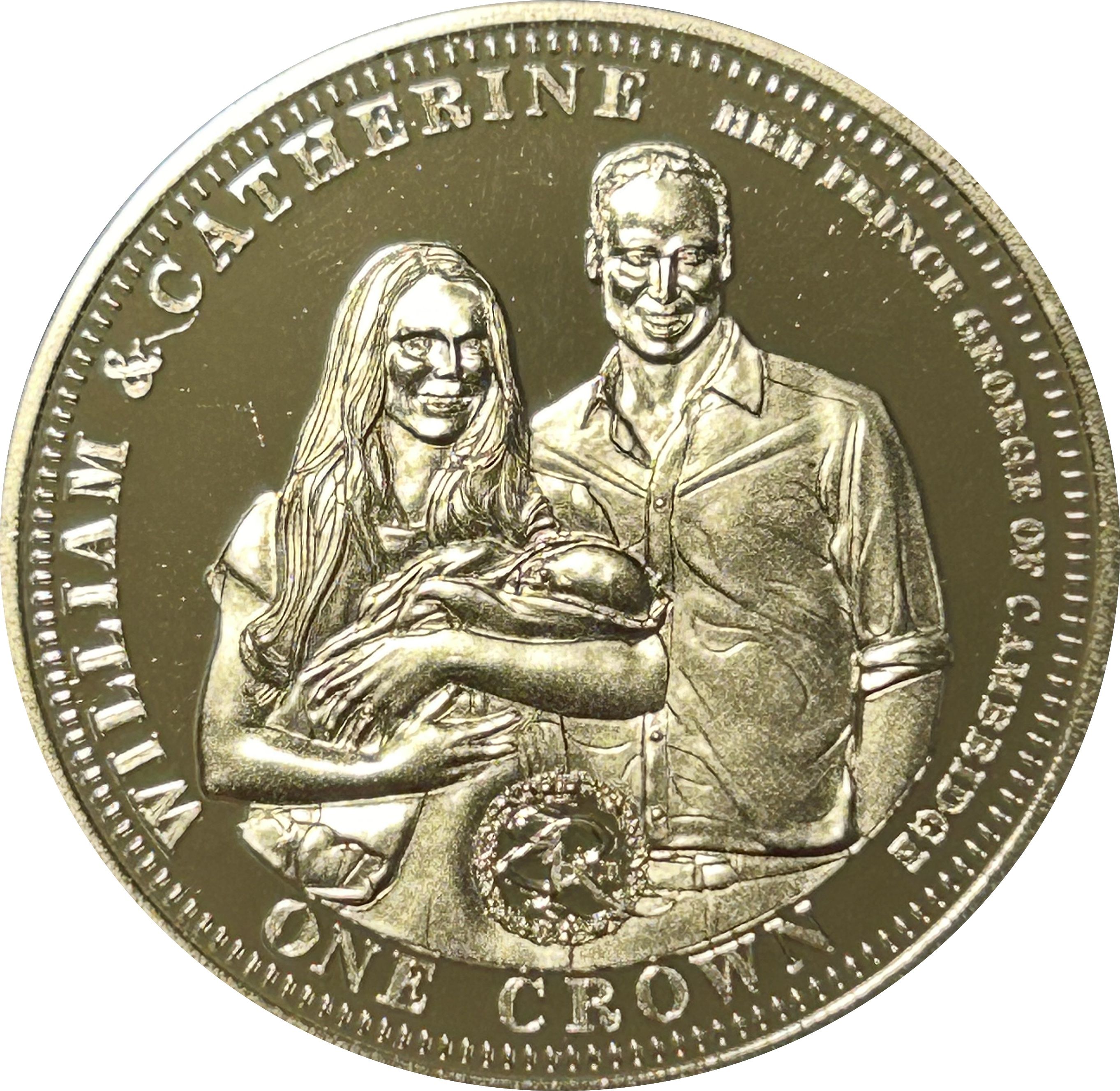 Tristan da Cunha 1 Crown - Elizabeth II Birth of Prince George, Silver plated copper-nickel