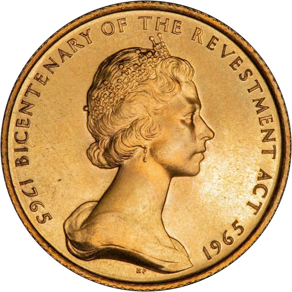 Isle of Man 1 Sovereign - Elizabeth II Bicentenary of Revestment Act; Gold 22ct obverse