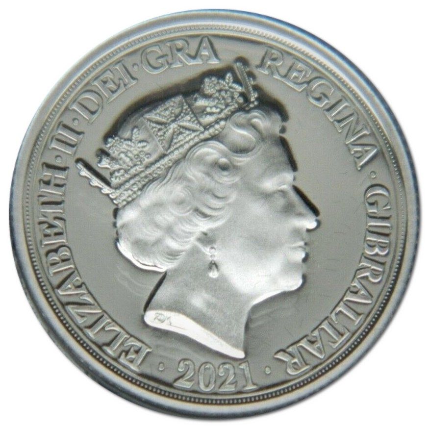 Gibraltar ¼ Sovereign - Elizabeth II Strength and Stay; Silver Proof obverse