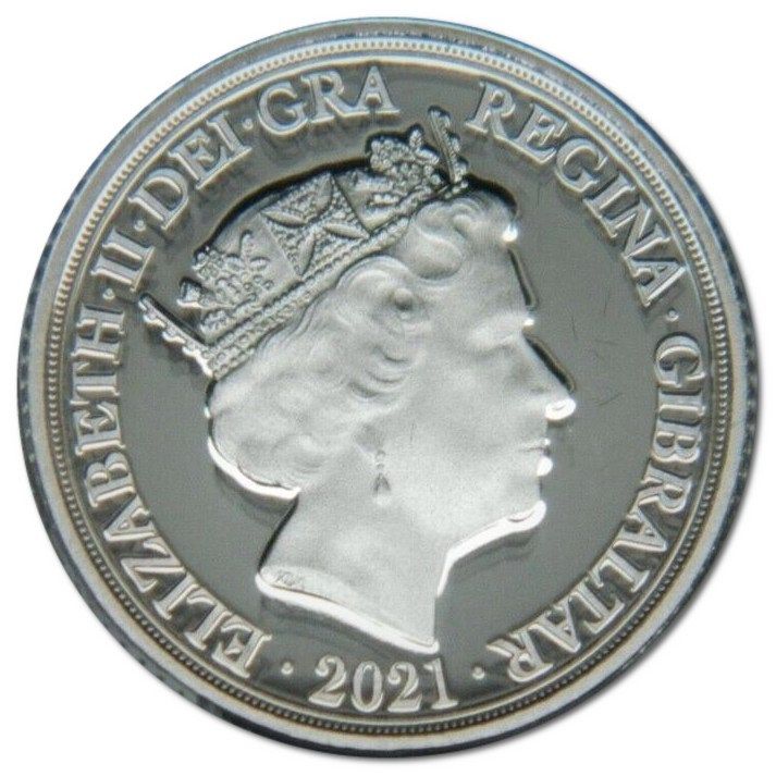 Gibraltar ½ Sovereign - Elizabeth II Strength and Stay; Silver Proof obverse