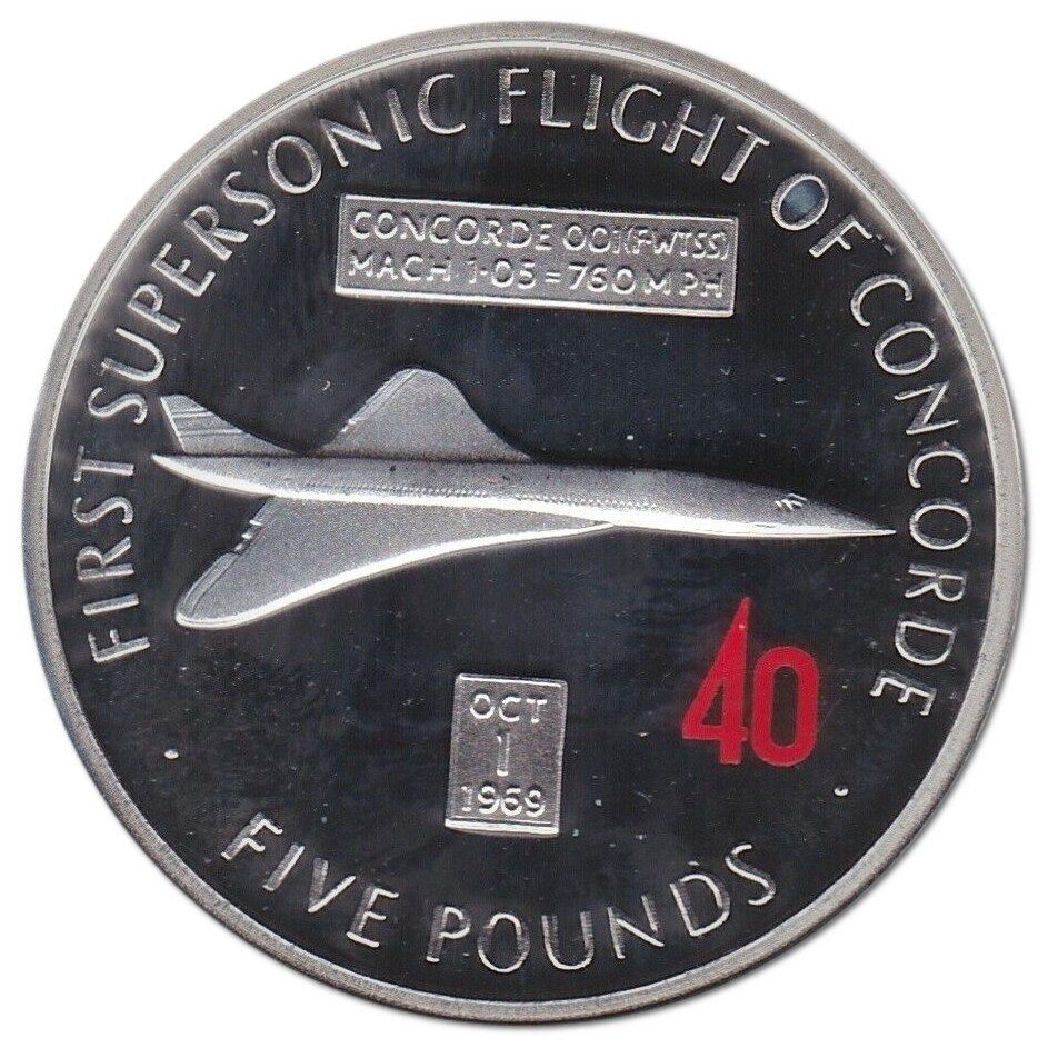 Gibraltar 5 Pounds - Elizabeth II First Supersonic Flight of Concorde reverse
