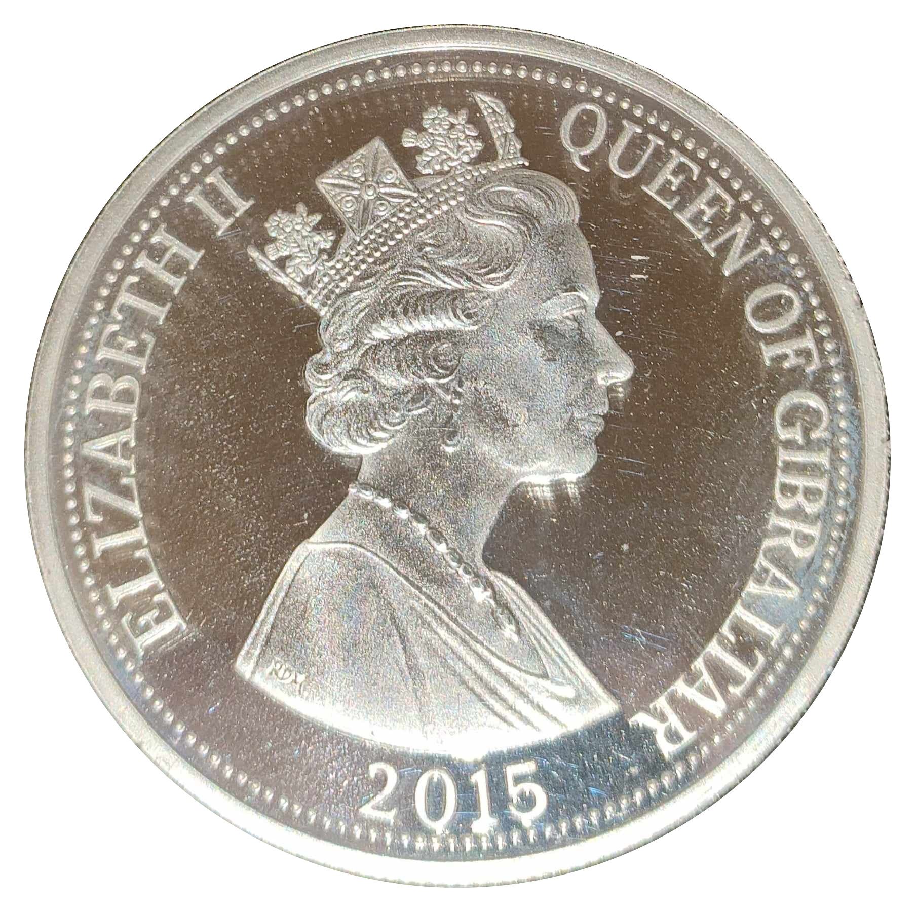 Gibraltar 5 Pounds - Elizabeth II St George and the Dragon obverse