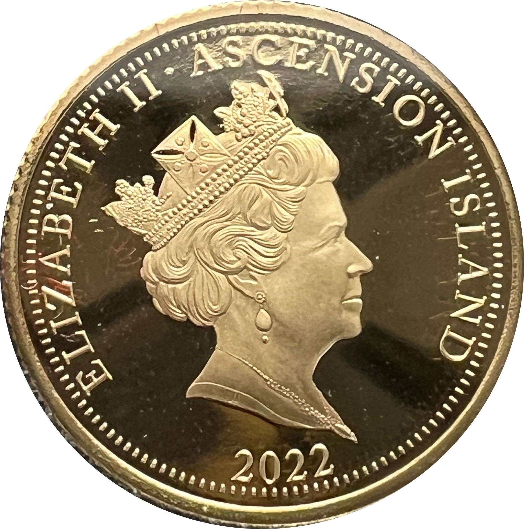 Ascension Island 25 Pence - Elizabeth II Platinum Jubilee, gold obverse