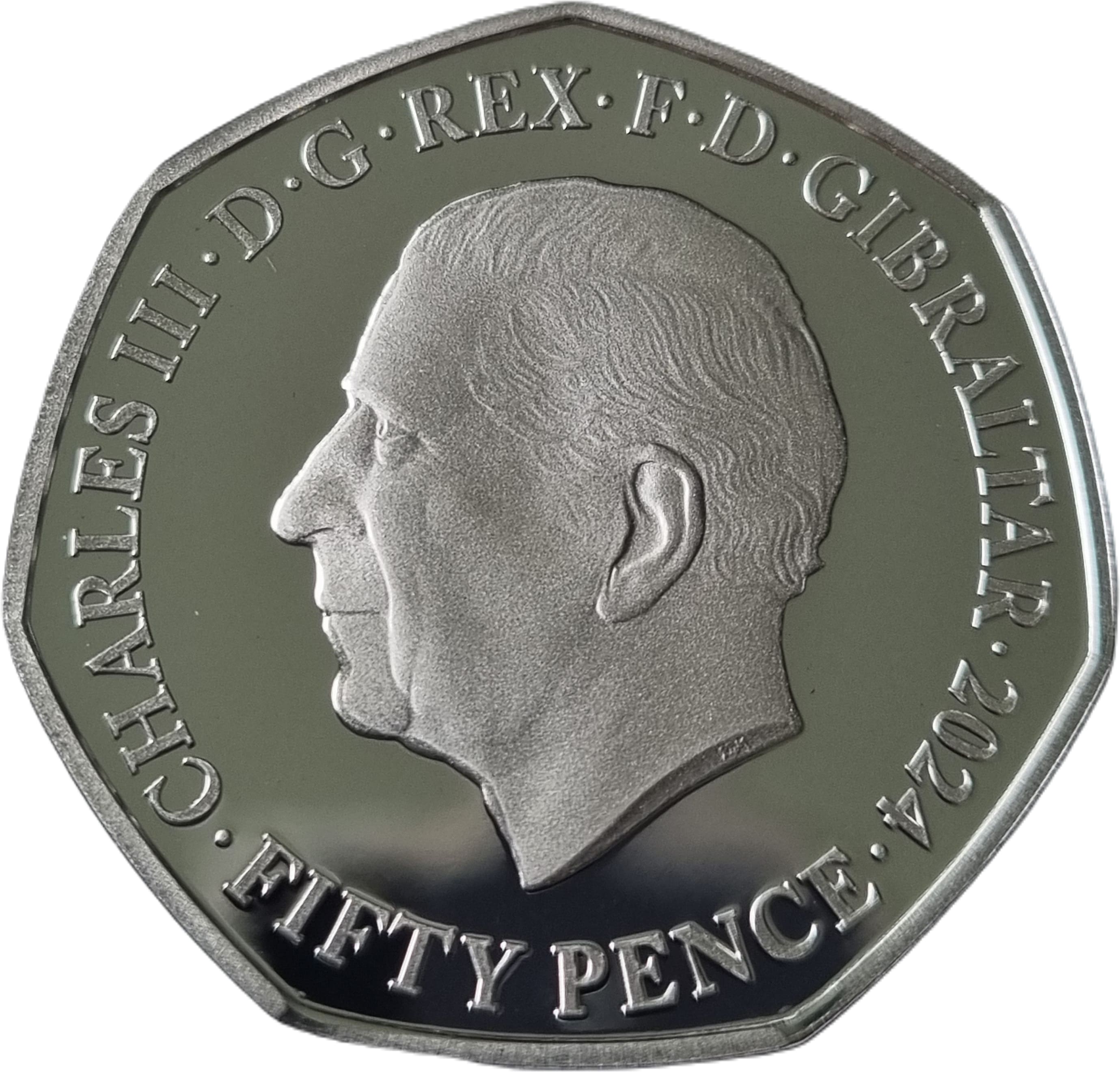 Gibraltar 50 Pence - Charles III Churchill obverse