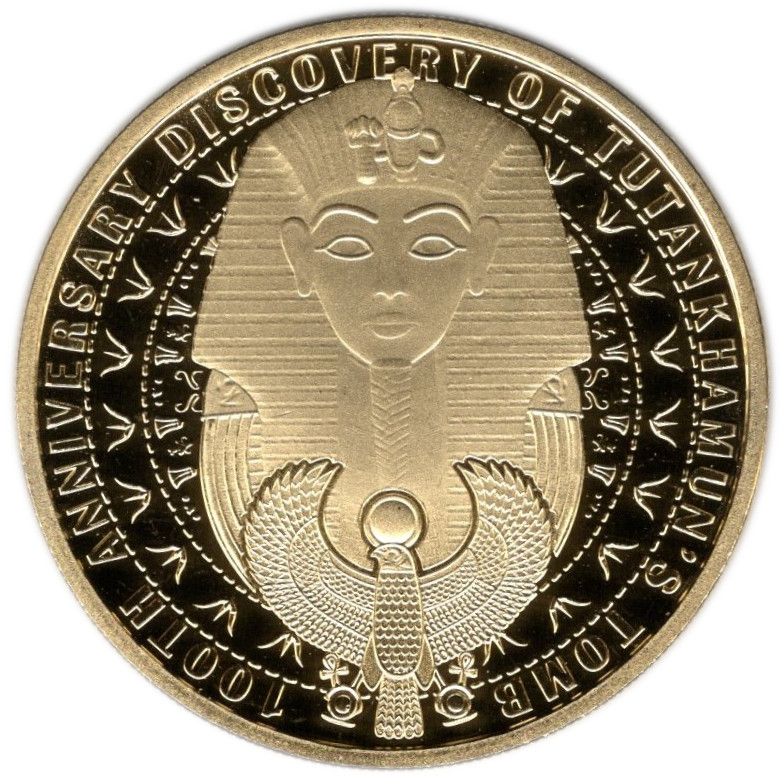 Gibraltar ½ Crown - Charles III Tutankhamun; Gold plated reverse