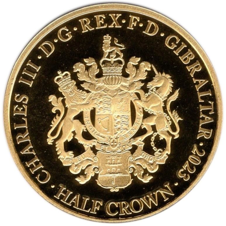 Gibraltar ½ Crown - Charles III Elvis Presley; Gold plated obverse
