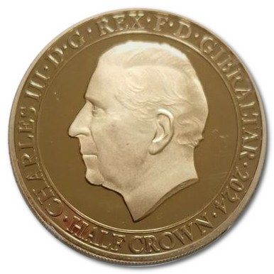 Gibraltar ½ Crown - Charles III D-Day 80; Gold Plated obverse
