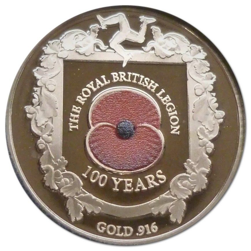 Isle of Man 1 Sovereign - Elizabeth II Royal British Legion; Gold Proof