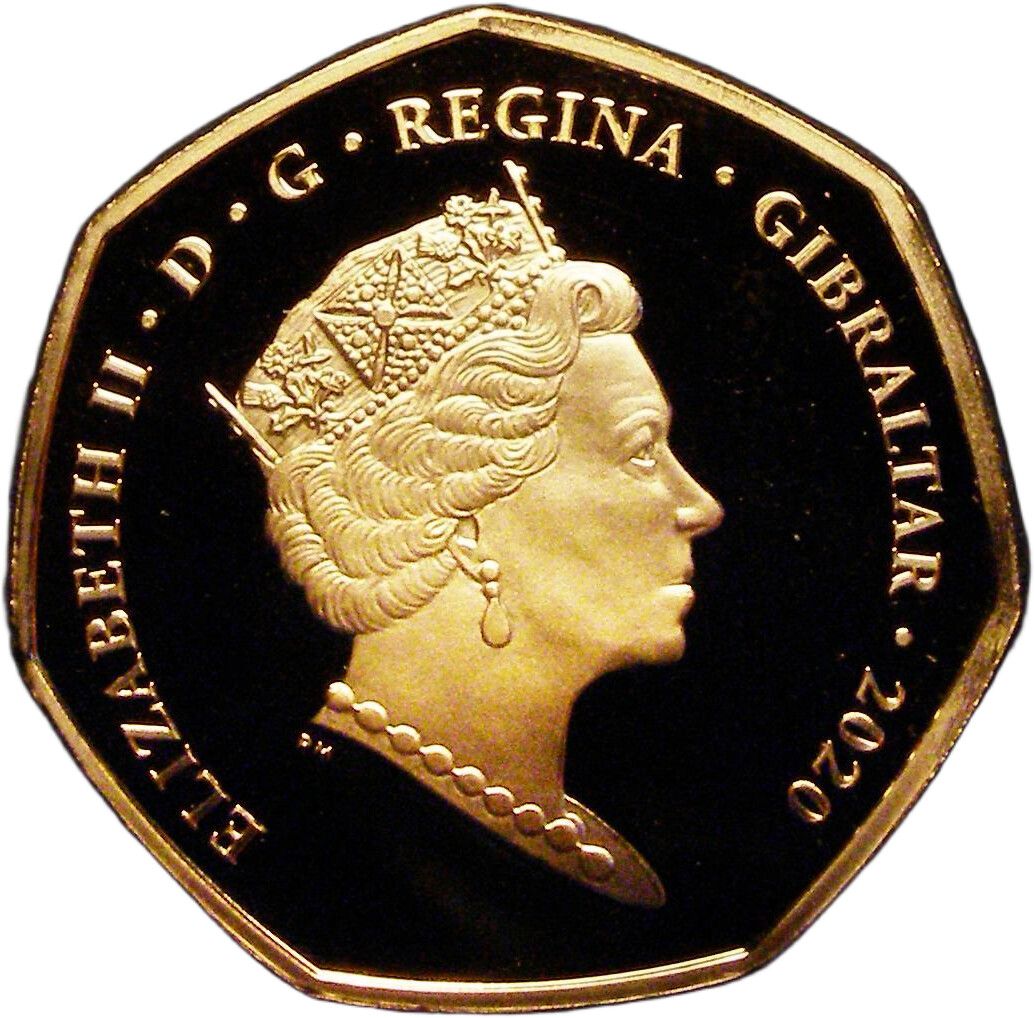 Gibraltar 50 Pence - Elizabeth II VE-Day; Gold Proof obverse