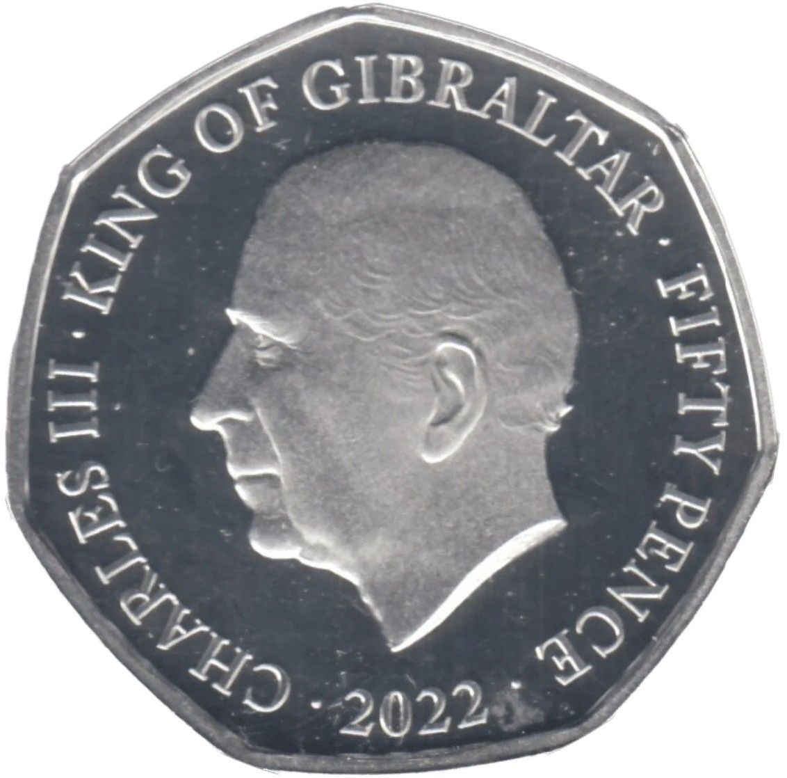 Gibraltar 50 Pence - Charles III King's Accession; Silver obverse