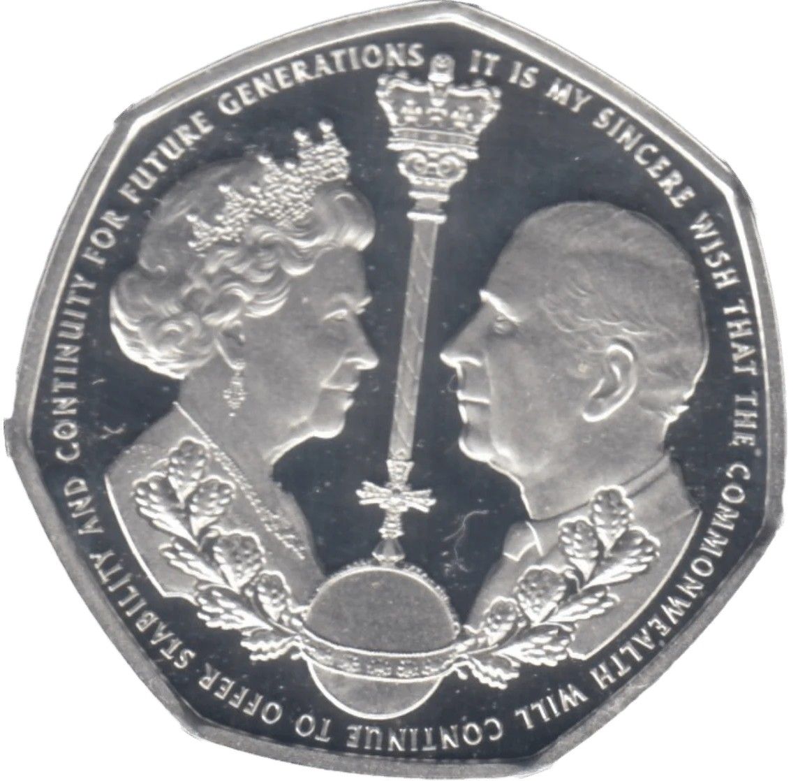 Gibraltar 50 Pence - Charles III King's Accession; Silver