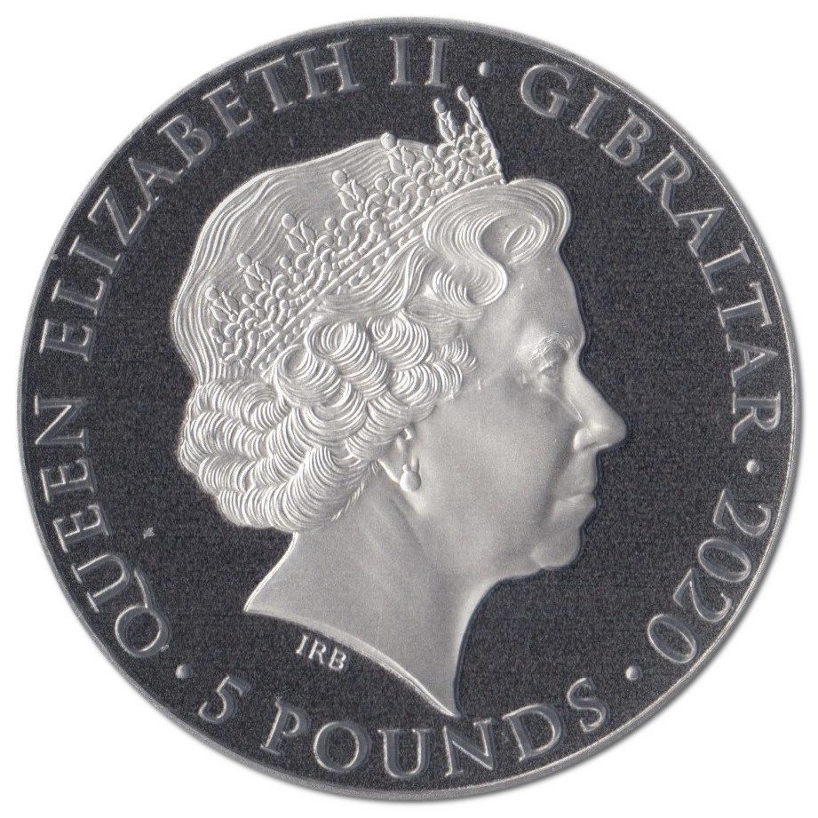 Gibraltar 5 Pounds - Elizabeth II Penny Black Stamp obverse