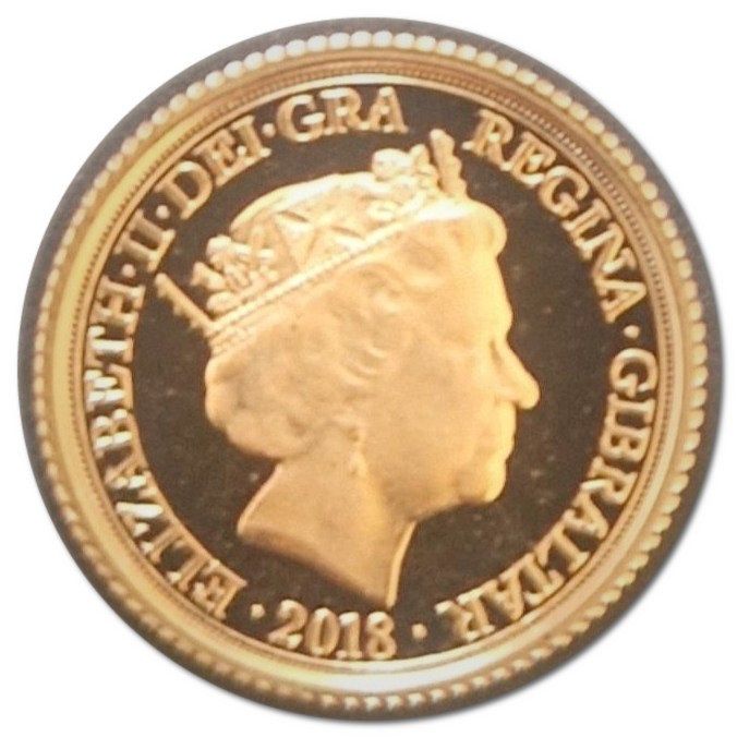 Gibraltar ¼ Sovereign - Elizabeth II Saint George and the Dragon obverse