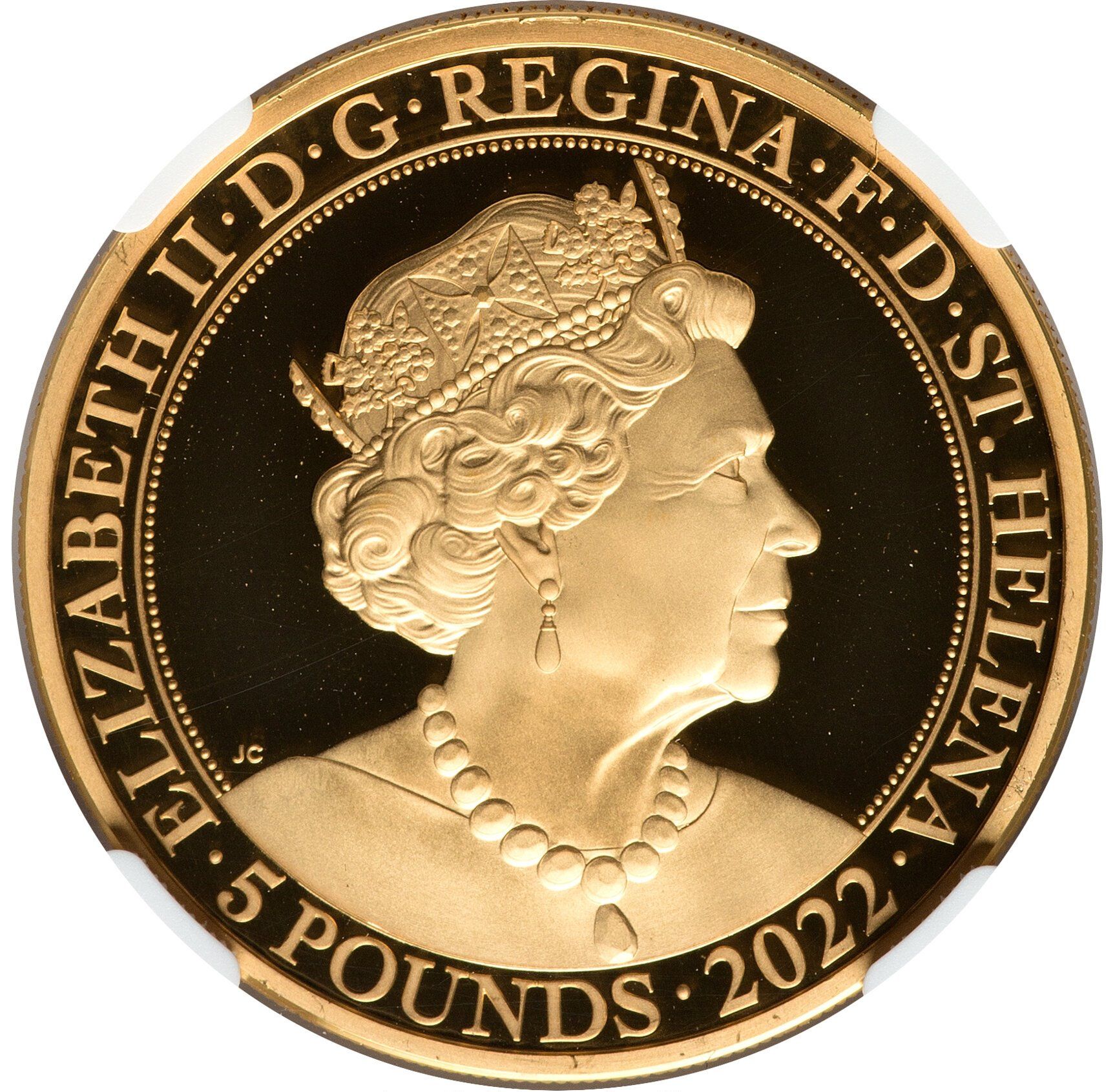 Saint Helena 5 Pounds - Elizabeth II Platinum Jubilee obverse