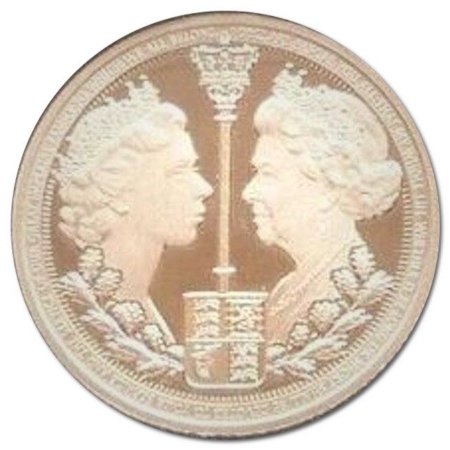 Gibraltar 1 Sovereign - Elizabeth II Posthumous; Platinium Jubilee - Two Portraits; Gold reverse