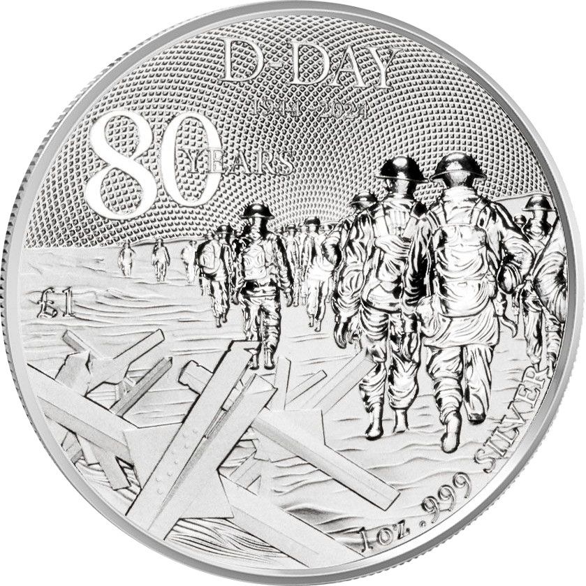 Alderney 1 Pound - Charles III D-Day; Silver Bullion