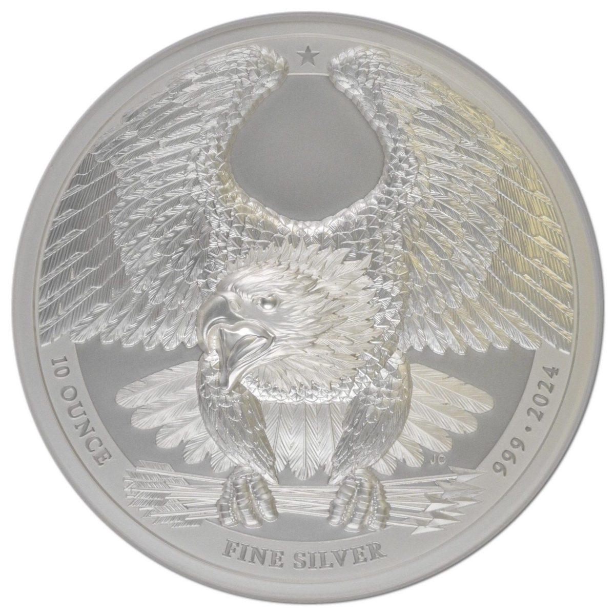 Alderney 20 Pounds - Charles III Bald Eagle; Silver 10oz.