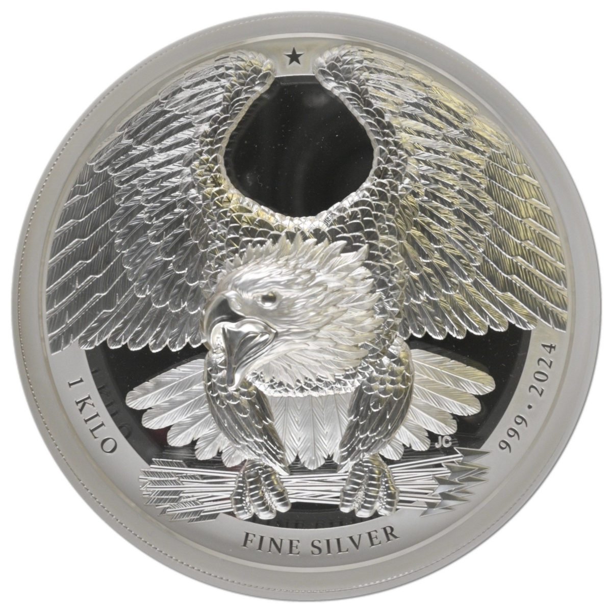 Alderney 100 Pounds - Charles III Bald Eagle; Silver 1 kilo