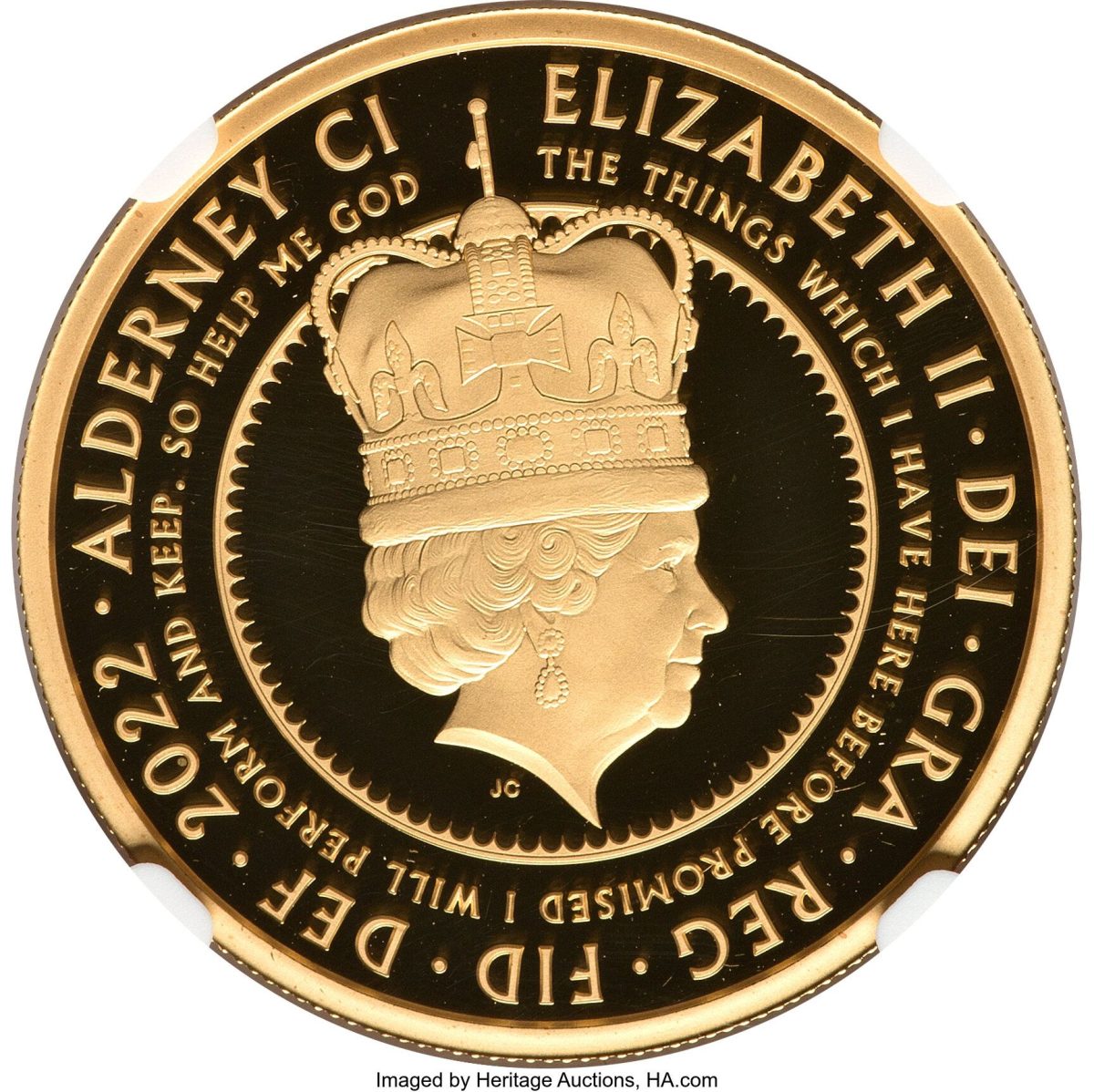 Alderney 100 Pounds - Elizabeth II Platinum Jubilee - Queen on throne; Gold obverse