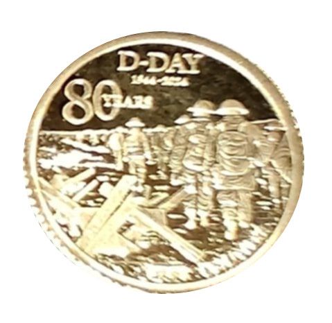 Alderney 5 Pounds - Charles III D-Day; Gold Proof