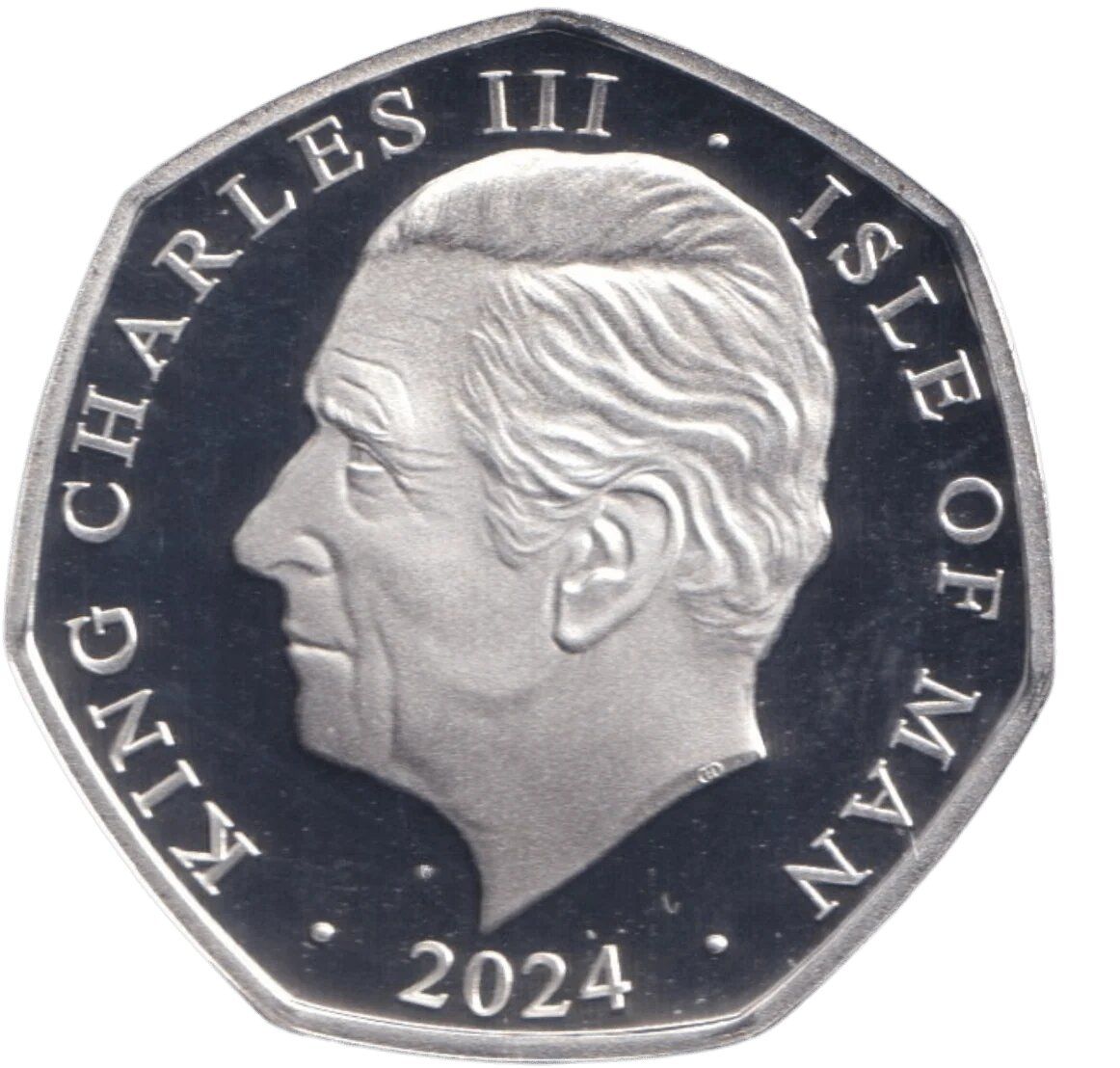 Isle of Man 50 Pence - Charles III King's First Year - Coronation; Silver Proof Gold gilded obverse