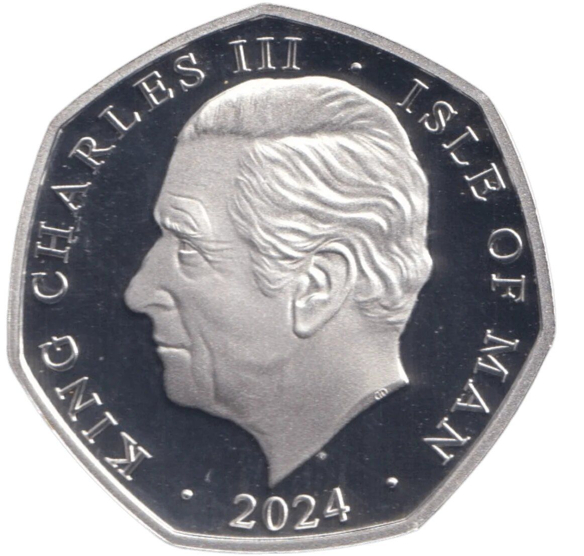 Isle of Man 50 Pence - Charles III King's First Year - Royal Maundy Service; Silver Proof Gold gilded obverse