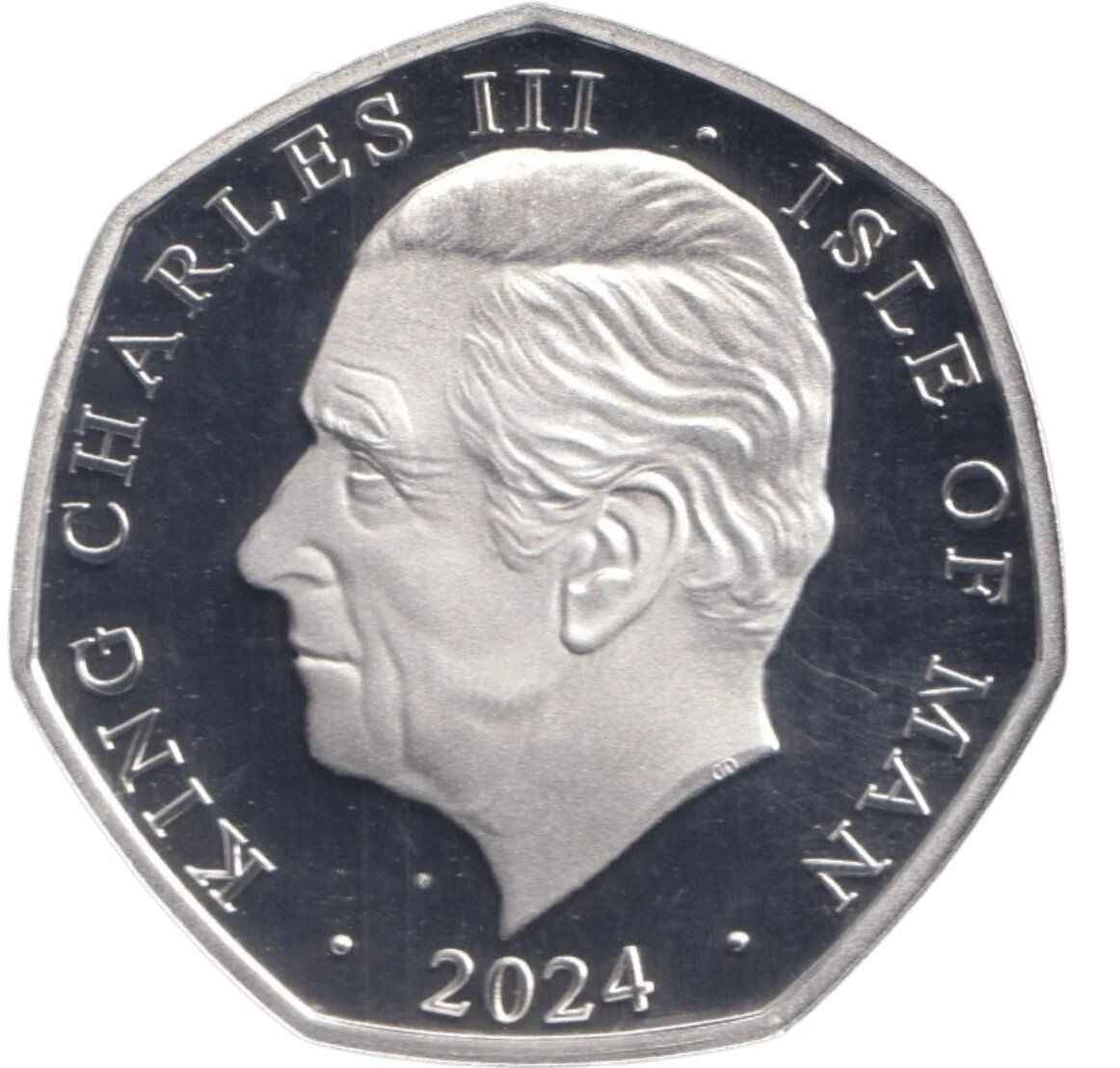 Isle of Man 50 Pence - Charles III King's First Year - State Opening Parliament; Silver Proof Gold gilded obverse