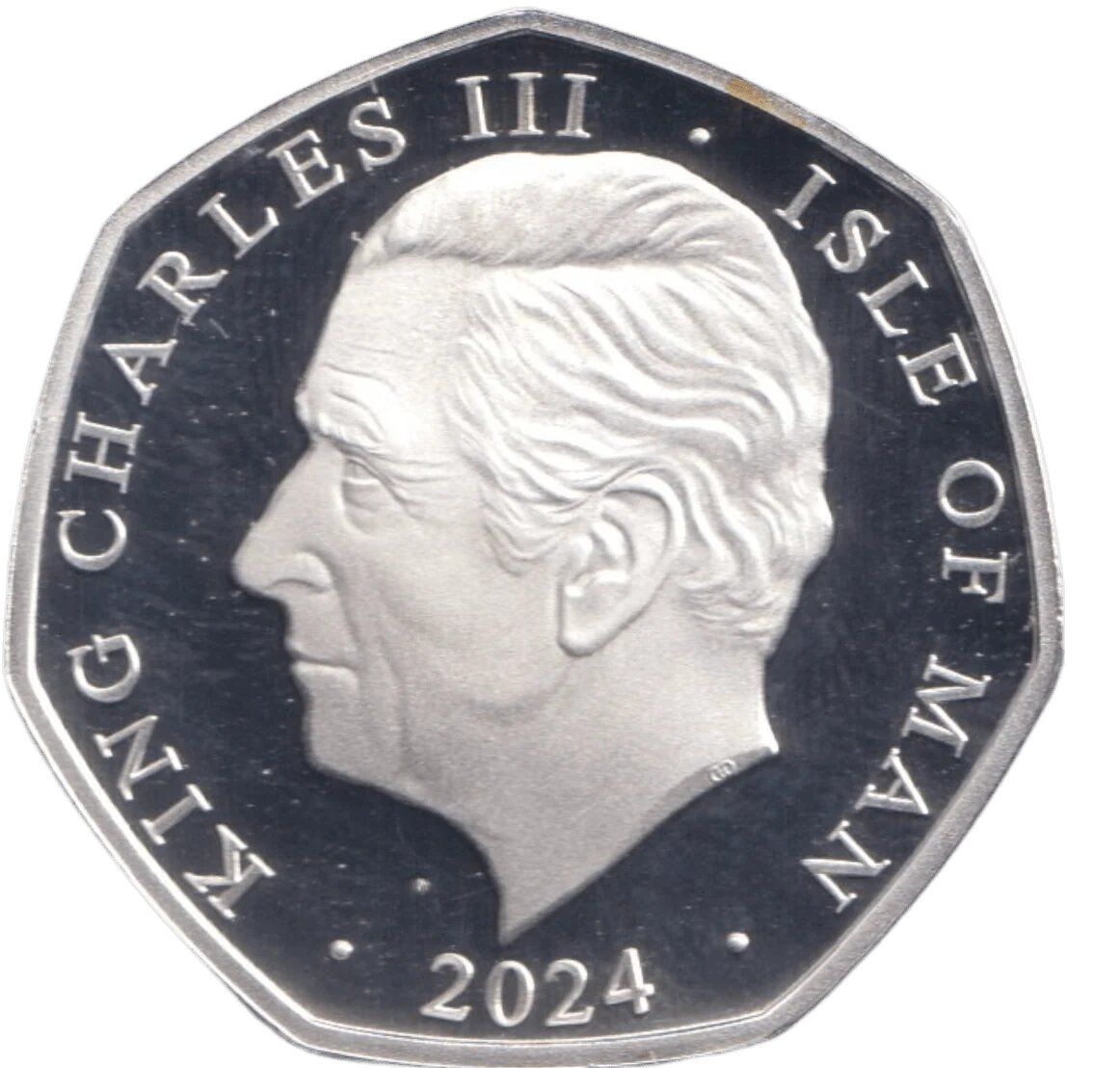 Isle of Man 50 Pence - Charles III King's First Year - Trooping the Colour; Silver Proof Gold gilded obverse