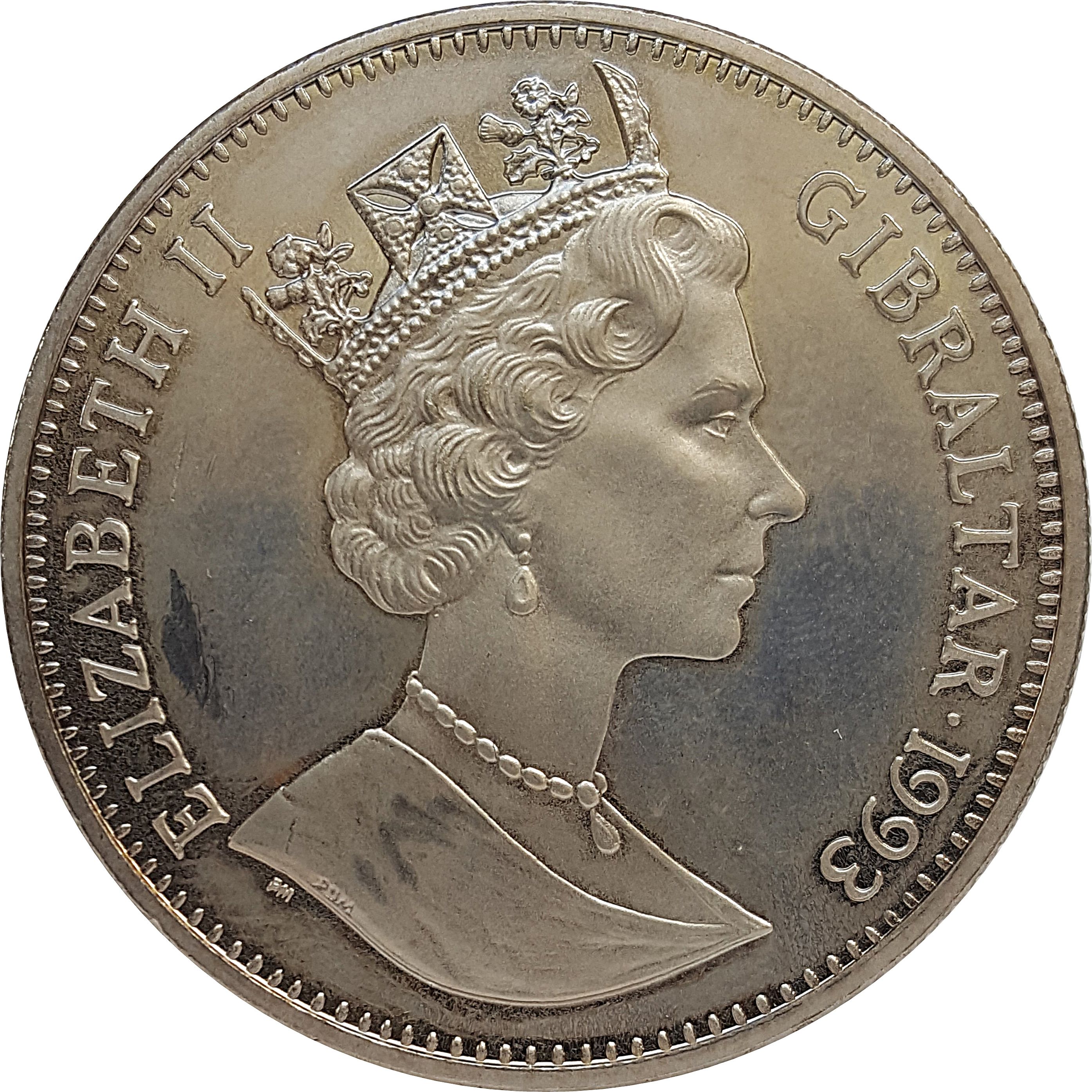 Gibraltar 1 Crown - Elizabeth II International Friendship China obverse