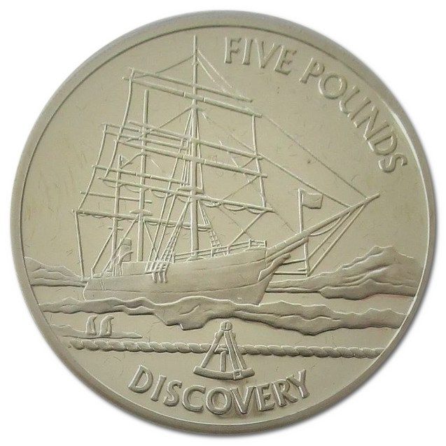 Guernsey 5 Pounds - Elizabeth II Discovery; Silver Proof